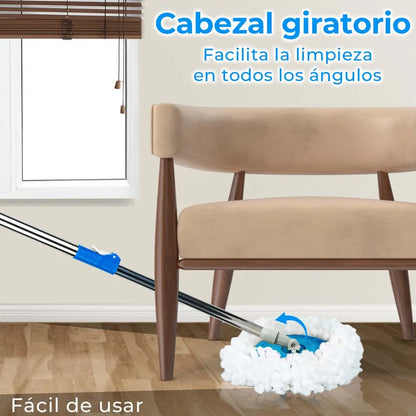 TRAPEADOR GIRATORIO CON CESTA METALICA Y BALDE EXPRIMIDOR